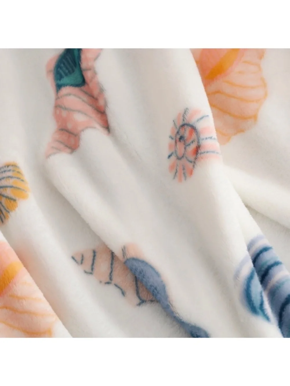 Seashell Printed Plush Throw Blanket Coastal